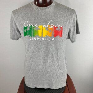 One Love Jamaica T-Shirt Mens Travel Vacation Beaches Palm Trees Reggae Music  L